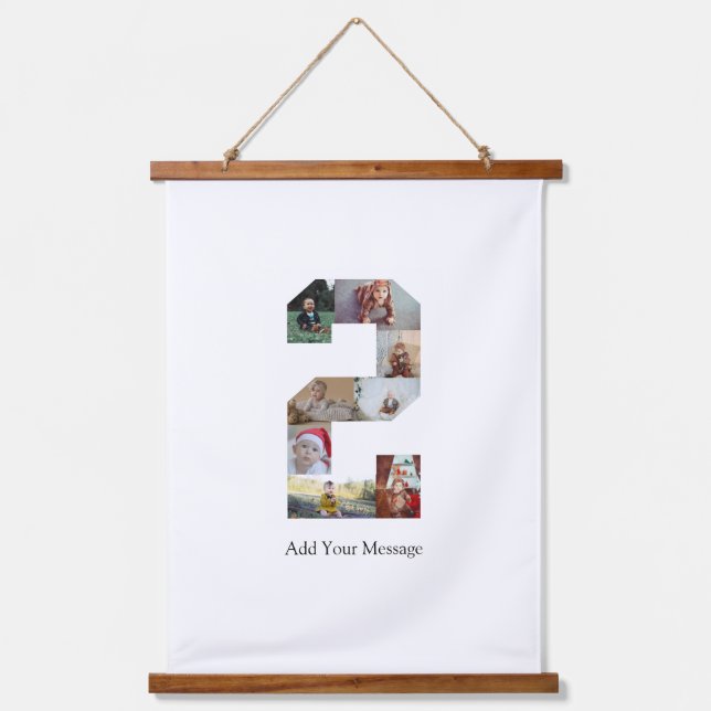 Schwarzweiß-Nummer 2 FotoCollage Wandteppich Mit Holzrahmen (Vorderseite)