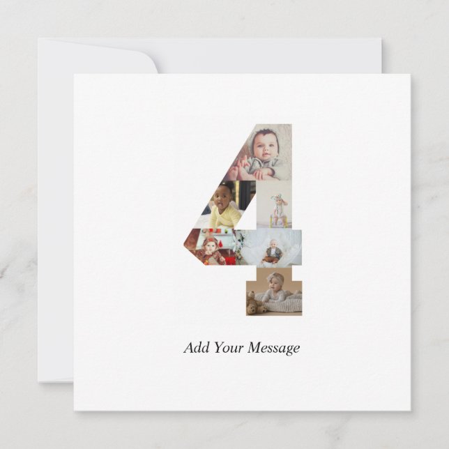 Schwarzweiß-Nummer 4 FotoCollage Ankündigung (Vorderseite)