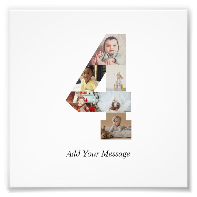 Schwarzweiß-Nummer 4 FotoCollage Fotodruck (Vorne)