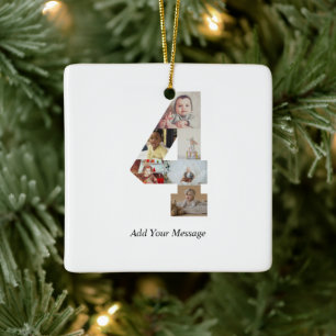 Schwarzweiß-Nummer 4 FotoCollage Keramikornament