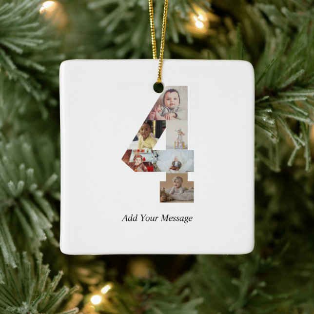 Schwarzweiß-Nummer 4 FotoCollage Keramikornament (Baum)