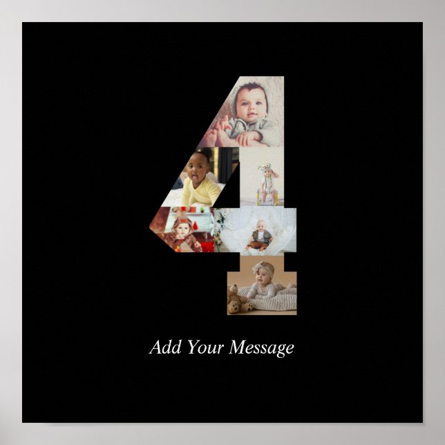 Schwarzweiß-Nummer 4 FotoCollage Poster (Vorne)