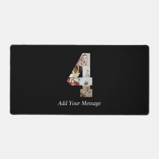 Schwarzweiß-Nummer 4 FotoCollage Schreibtischunterlage (Vorderseite)