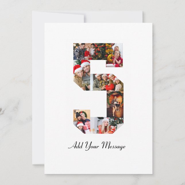 Schwarzweiß-Nummer 5 FotoCollage Dankeskarte (Vorderseite)