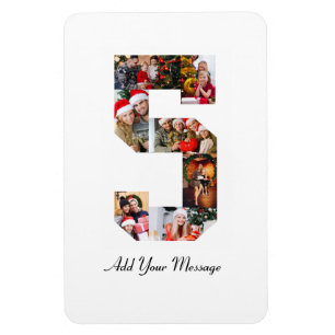 Schwarzweiß-Nummer 5 FotoCollage Magnet