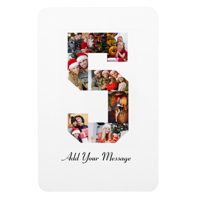 Schwarzweiß-Nummer 5 FotoCollage Magnet (Vertikal)