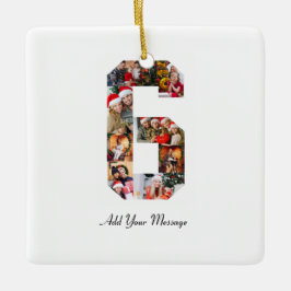 Schwarzweiß-Nummer 6 FotoCollage Keramikornament