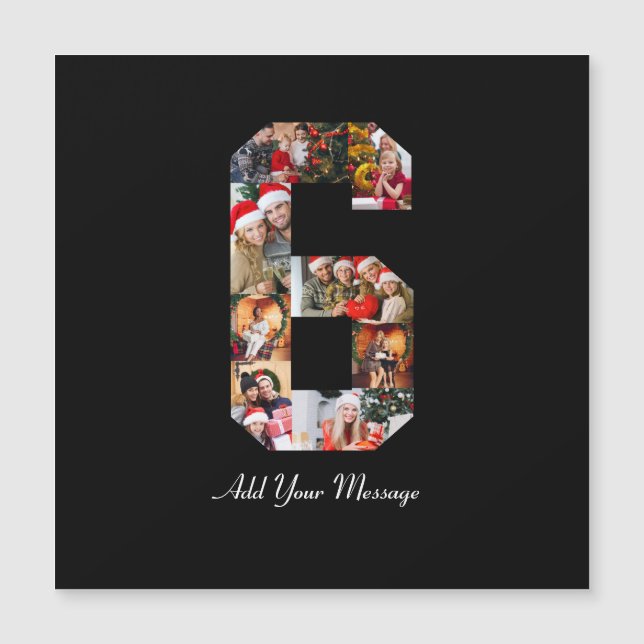 Schwarzweiß-Nummer 6 FotoCollage Magnetkarte (Vorderseite)