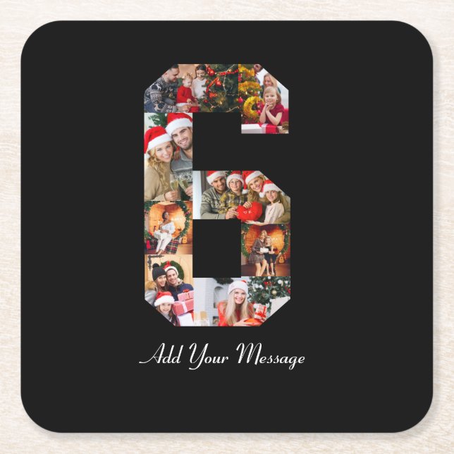 Schwarzweiß-Nummer 6 FotoCollage Rechteckiger Pappuntersetzer (Vorderseite)