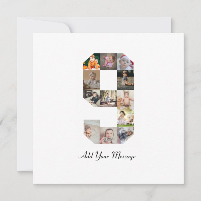 Schwarzweiß-Nummer 9 FotoCollage Feiertagskarte (Vorderseite)