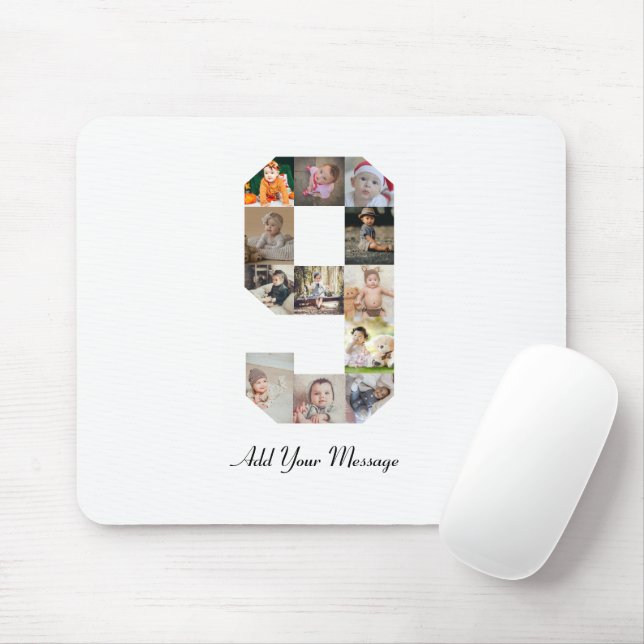 Schwarzweiß-Nummer 9 FotoCollage Mousepad (Mit Mouse)