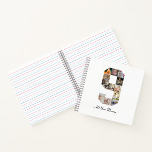 Schwarzweiß-Nummer 9 FotoCollage Notizbuch