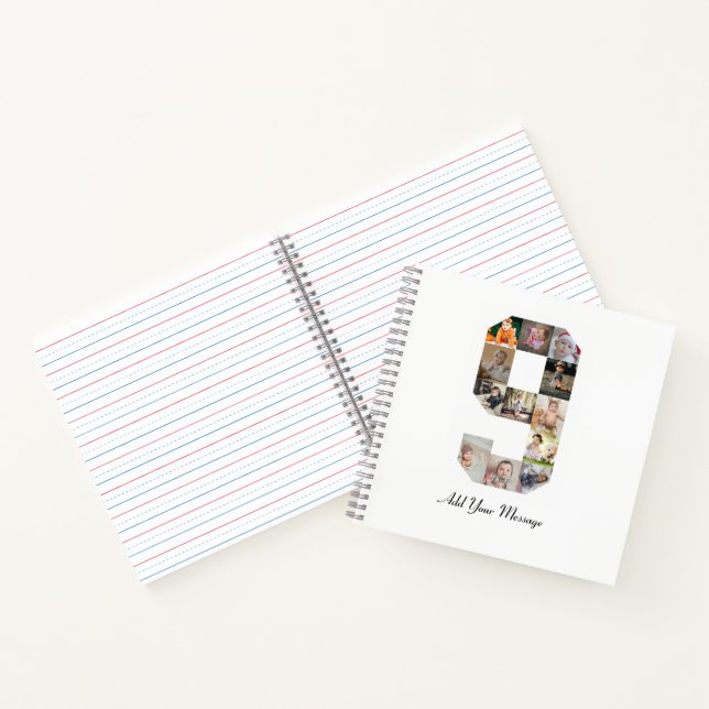 Schwarzweiß-Nummer 9 FotoCollage Notizbuch (Innenseite)