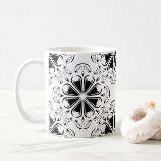 Schwarzweiss-Octoskull im geometrischen Muster Kaffeetasse