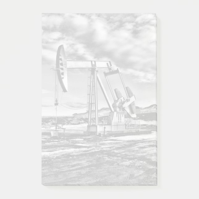 Schwarzweiss-Ölquelle-Pumpanlage-Post-It Post-it Klebezettel (Vorderseite)