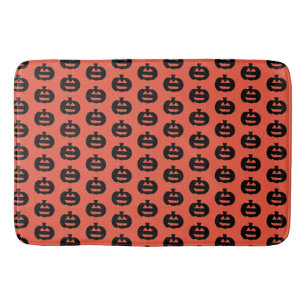 Schwarzweiß-Orange-Jack-Olantern-Print Badematte