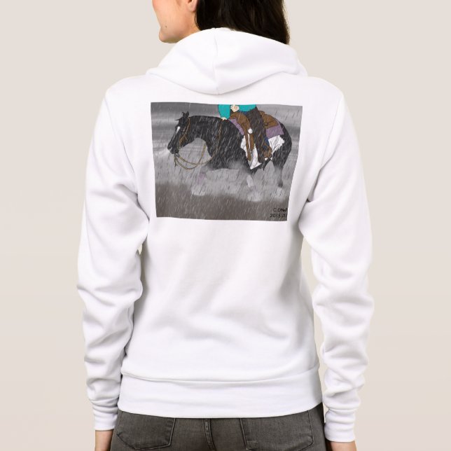 Schwarzweiss-Overo PferdeStallion Hoodie (Rückseite)