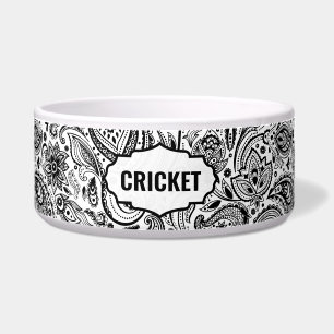 Schwarzweiß-Paisley-Muster Monogram Napf