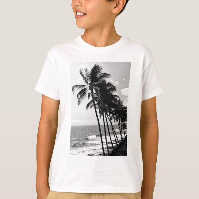 Schwarzweiss-Palmen T-Shirt (Vorderseite)