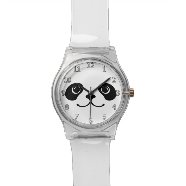 Schwarzweiss-Panda-Tier-Gesichts-Entwurf Armbanduhr (Nahaufnahme)