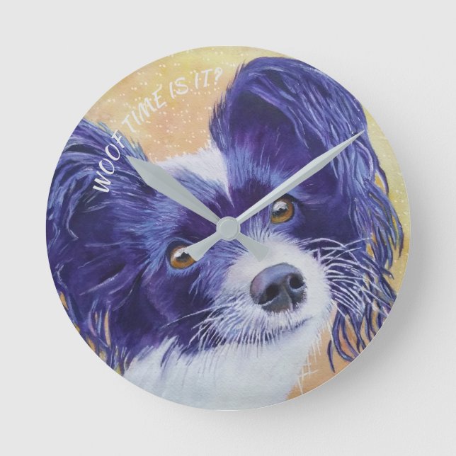 SCHWARZWEISS-PAPILLON RUNDE WANDUHR (Vorderseite)