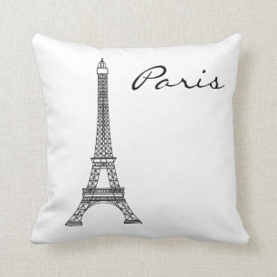 Schwarzweiss-Paris-Sehenswürdigkeit Kissen