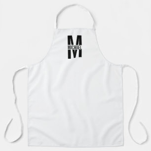 Schwarzweiß-Personalisierte Monogramm und Name Apr Schürze