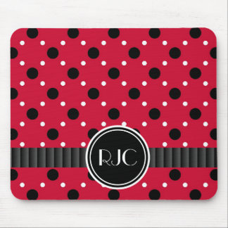 Schwarzweiss-personalisiertes Damen-Bug Spots Red Mousepad