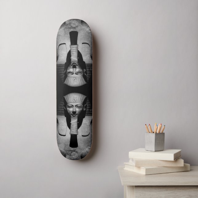 Schwarzweiß-Pharao-König Skateboard (Wandkunst)