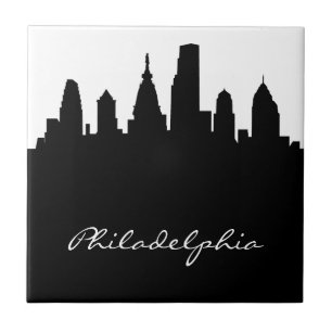 Schwarzweiss-Philadelphia-Skyline Fliese
