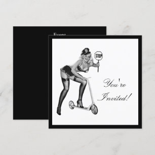 Schwarzweiß-Pin-Up-Girl 1 Einladung