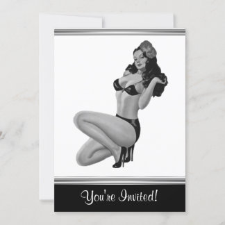 Schwarzweiß-Pin-Up-Girl 20 Einladung
