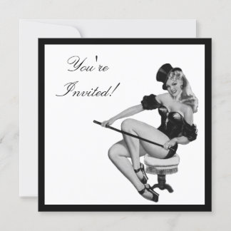 Schwarzweiß-Pin-Up-Girl 5 Einladung