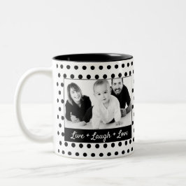 Schwarzweiss-Polka-Punkt-Gewohnheits-Foto Zweifarbige Tasse