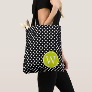 Schwarzweiss-Polka-Punkt mit Limonem grünem