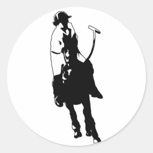 Schwarzweiss-Polo-Spieler-schwingholzhammer Runder Aufkleber