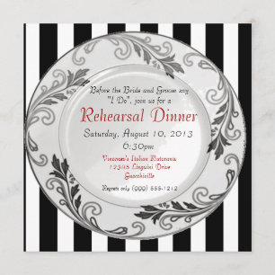 Schwarzweiss-Proben-Abendessen-Einladungen Einladung