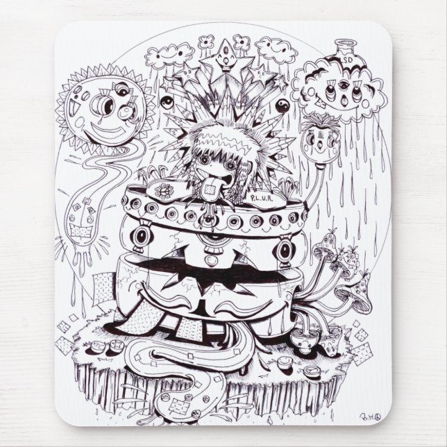 Schwarzweiss-psychedelisches Mousepad (Vorne)