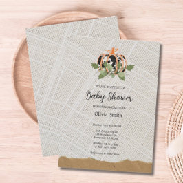 Schwarzweiß Pumpkin Textile Babydusche Einladung