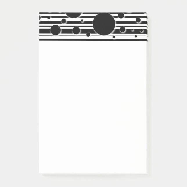 Schwarzweiss-Punkte und Streifen Post-it Klebezettel (Vorderseite)