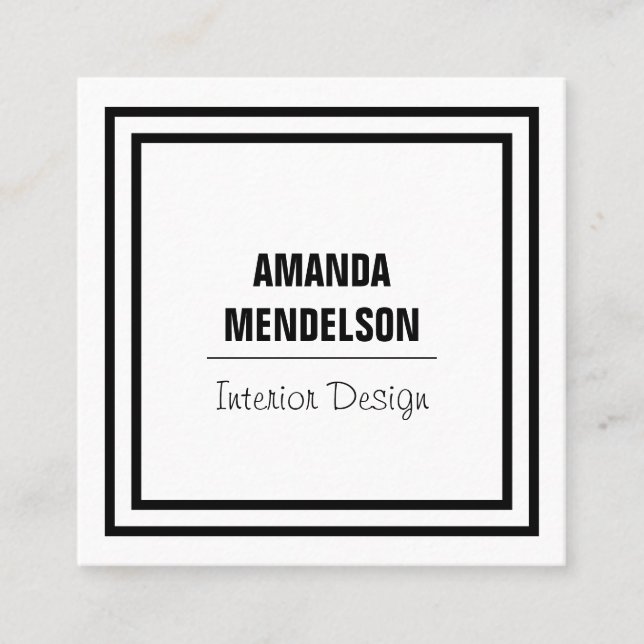 Schwarzweiss-Quadrat Quadratische Visitenkarte (Vorderseite)