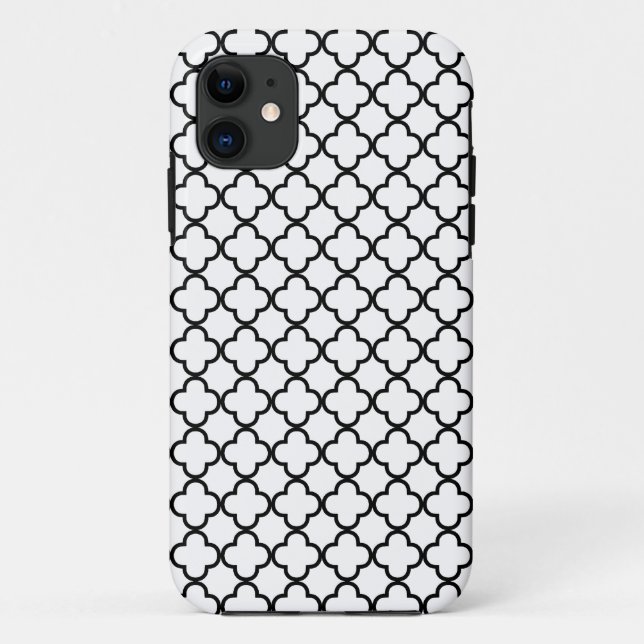 Schwarzweiss-Quatrefoil Klee-Muster Case-Mate iPhone Hülle (Rückseite)