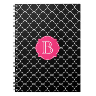 Schwarzweiss-Quatrefoil mit Monogramm Notizblock