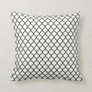 Schwarzweiss-Quatrefoil Wurfs-Kissen Kissen