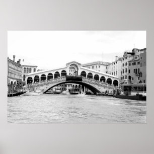 Schwarzweiss-Rialto Brücke, Venedig Poster