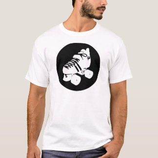 Schwarzweiss-Rollenderby-Skateentwurf T-Shirt