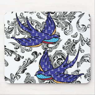 Schwarzweiss-Rolleschwalben Mousepad