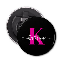 Schwarzweiß-Rosa-Monogramm Flaschenöffner