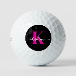 Schwarzweiß-Rosa-Monogramm Golfball