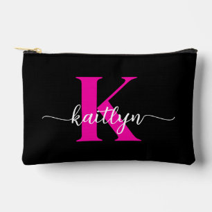 Schwarzweiß-Rosa-Monogramm Zubehörtasche